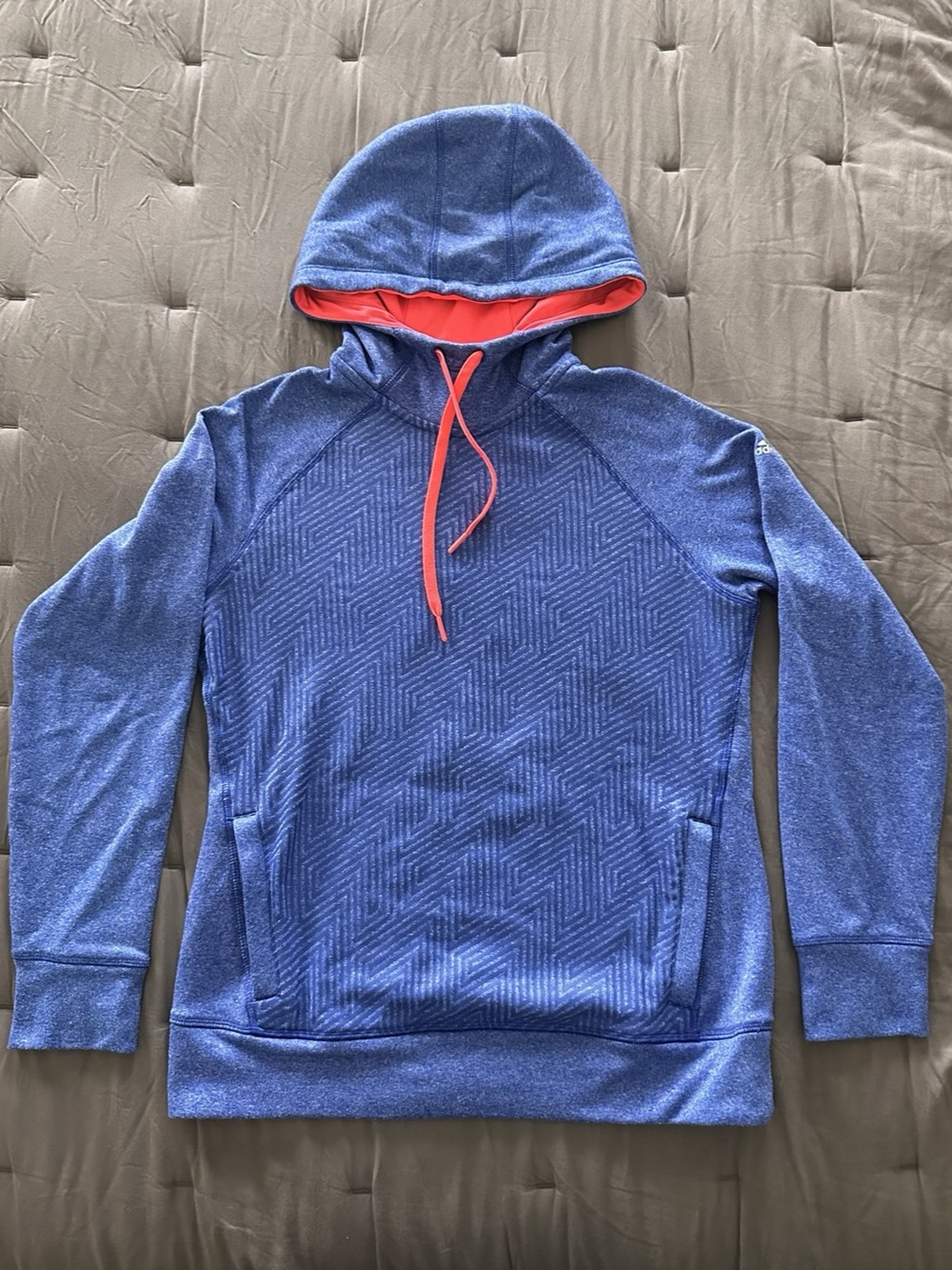 adidas Ultimate Hoodie Geometric Blue & Neon Coral
